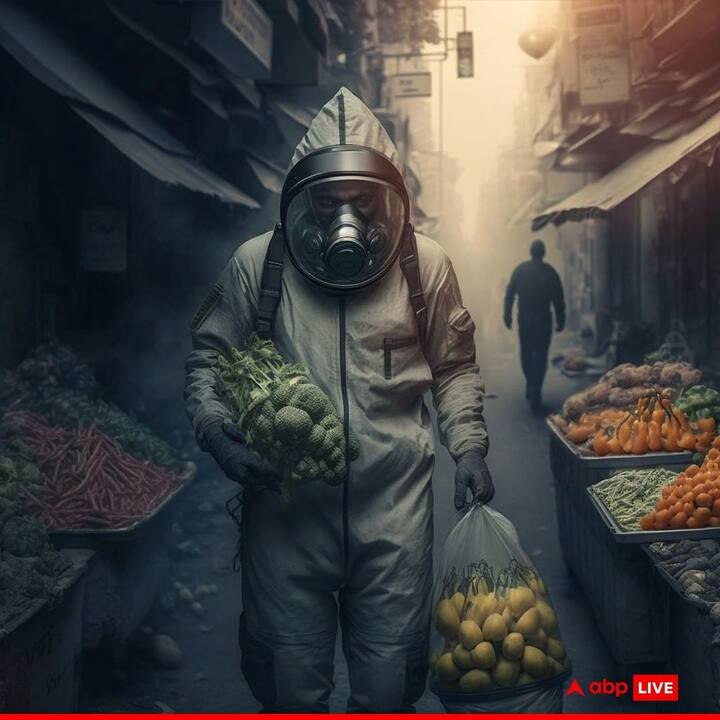 आपको देखने में ये नजारा किसी अंतरिक्ष की फोटो का या लैब का लग रहा होगा, लेकिन ऐसा नहीं है. ये नजारा दिल्ली का भविष्य है, जब सब्जी खरीदने भी कुछ इस तरह तैयार होकर जाना पड़ेगा.