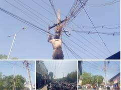 தூத்துக்குடியில் மின்கம்பங்களில் கட்டப்பட்ட கேபிள், இணையதள வயர்கள் அகற்றம்