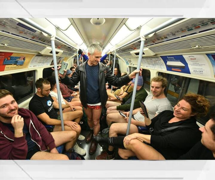 लंडन शहराच्या रस्त्यांवर महिला आणि पुरुष पँटविना फिरताना दिसत आहेत. हे फोटो सोशल मीडियावर प्रचंड व्हायरल झाले आहेत.