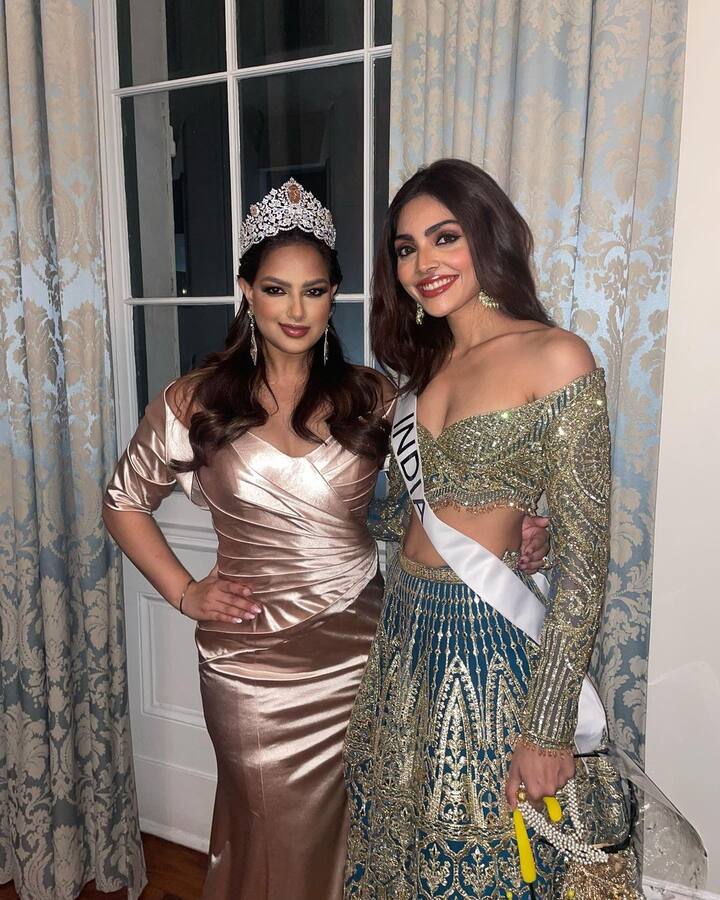 2021 वर्षी पंजाबच्या हरनाझ संधूने (Harnaaz Sandhu) भारताच्या शिरपेचात मानाचा तुरा रोवला होता. हरनाझ संधूने 21 वर्षांनंतर 'मिस युनिव्हर्स 2021' चा (Miss Universe 2021) मुकुट जिंकत भारताला मान मिळवून दिला. हा भारतासाठी ऐतिहासिक क्षण होता.  (PC : DivitaRai/instagram)