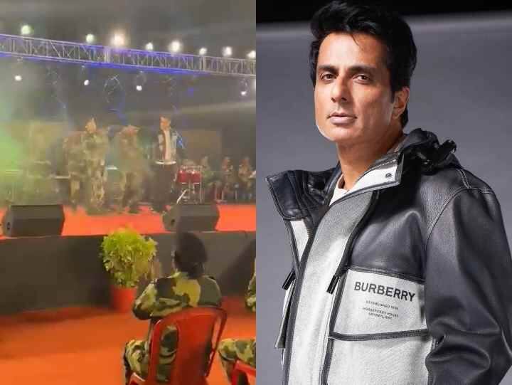 Sonu sood Dances with soldier on Pawan Singh Bhojpuri Song kamariya kare lapalap lalipop lagelu Bhojpuri Viral Video: Pawan Singh के भोजपुरी गानों पर Sonu Sood ने मटकाई कमरिया, फौजी संग खूब झूमें लोगों के मसीहा