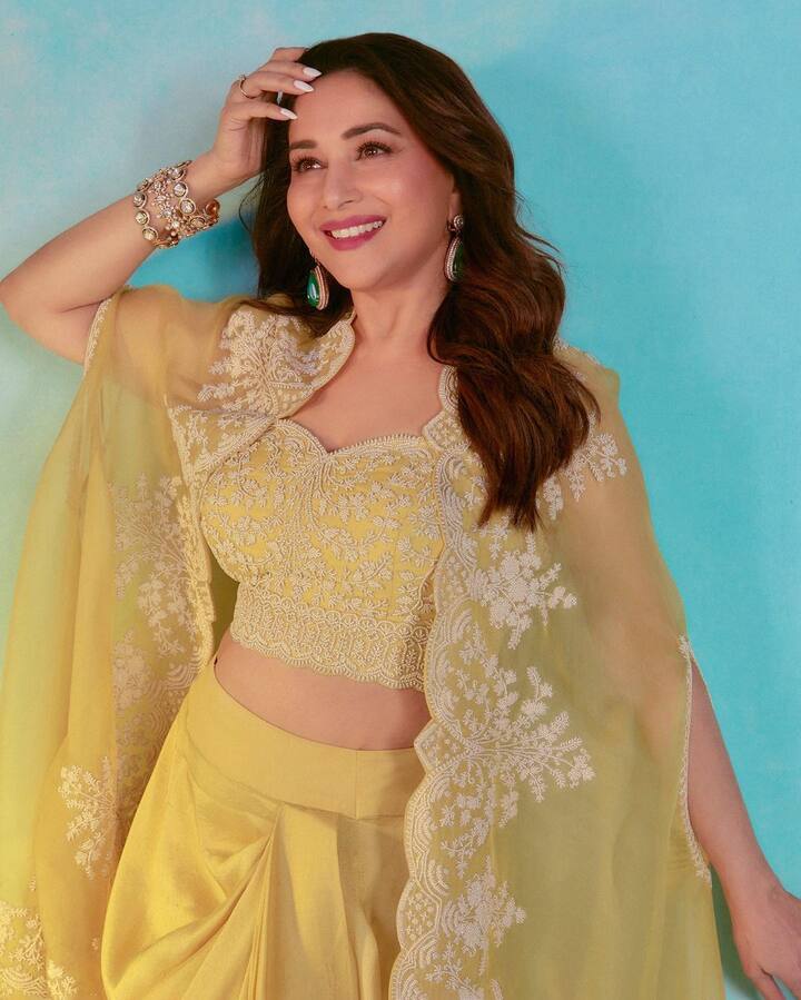 अभिनेत्रीने हा लूक अतिशय सुंदरपणे कॅरी केला आहे.(फोटो सौजन्य :madhuridixitnene/इंस्टाग्राम )