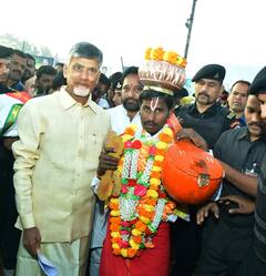 IN PICS: TDP Chief Chandrababu Naidu Burns Copies Of Govt Order Banning Public Meetings On Roads