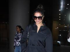 Deepika Padukone Pics: ऑल ब्लैक आउटफिट में दिलकश है दीपिका पादुकोण का ये एयरपोर्ट लुक, कातिलाना स्माइल चुरा लेगी दिल