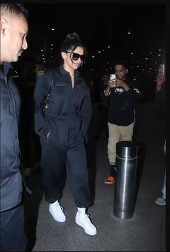 Deepika Padukone Pics: ઓલ બ્લેક આઉટફીટમાં દીપિકા પાદુકોણનો એરપોર્ટ લુક વાયરલ