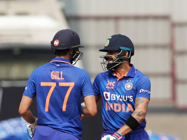 Virat Kohli shubhman gill Scores century India gave 391 runs target to Sri Lanka at Thiruvananthapuram ODI IND vs SL : कोहली नाबाद 167, शुभमन 116, भारताचं श्रीलंकेसमोर 391 धावांचं तगडं आव्हान