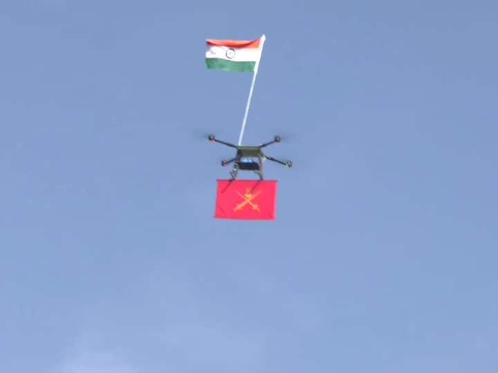Army helicopter fly-past during the 75th Army Day celebrations.