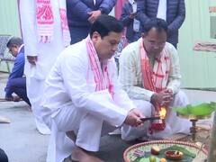 Bhogali Bihu Celebrations In Assam, Former CM Sonowal Burns Traditional Assamese Meji In Guwahati — IN PICS