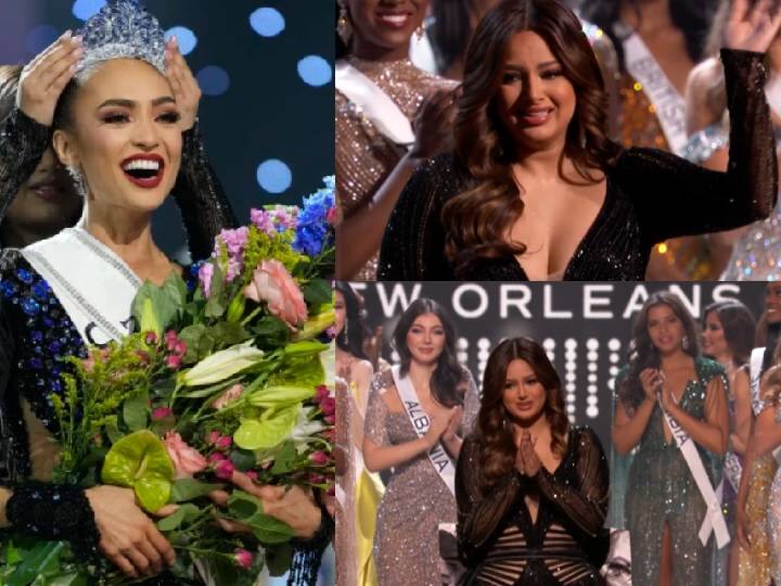 Miss Universe 2021 Harnaaz Sandhu holds back tears during her final walk on stage watch video Miss Universe 2022: மிஸ் யுனிவர்ஸ் பட்டம் வென்ற அமெரிக்க அழகி... கண்ணீர் சிந்திய முன்னாள் இந்திய அழகி..!