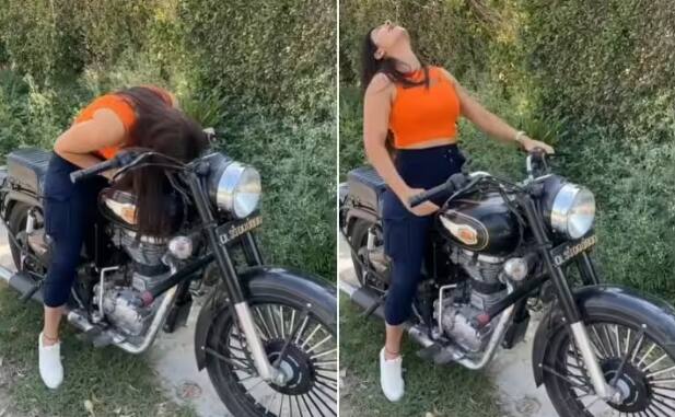 due to showing off girl was seen falling from bullet while making reels ਬੁਲੇਟ ‘ਤੇ ਕਰ ਰਹੀ ਸੀ ਨਸ਼ਾ, ਬਾਅਦ ਜੋ ਹੋਇਆ ਦੇਖ ਕੇ ਰਹਿ ਜਾਓਗੇ ਹੈਰਾਨ, ਵੇਖੋ ਵੀਡੀਓ