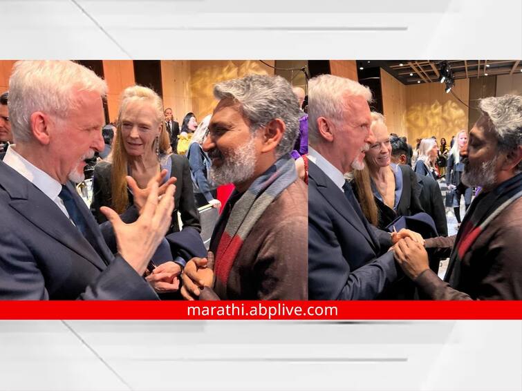 news ss rajamouli meets james cameron says he watched rrr movie twice marathi news S.S. Rajamouli : अवतार चित्रपटाचा निर्माता जेम्स कॅमेरूनही झाला 'RRR'  चा फॅन; राजामौलींचं कौतुक करत म्हणाला...