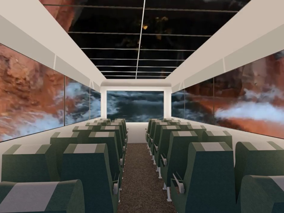 The experience takes visitors on a regular bus trip, but with VR visuals.