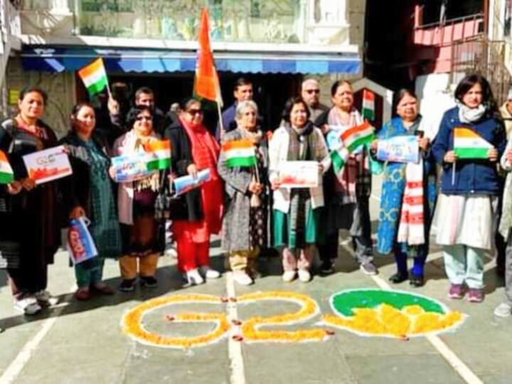 himachal news, women made rangoli for g20 summit ANN Himachal News: हिमाचल के दो शहरों में होगी G-20 की बैठक, महिलाओं ने रंगोली बनाकर जताई खुशी