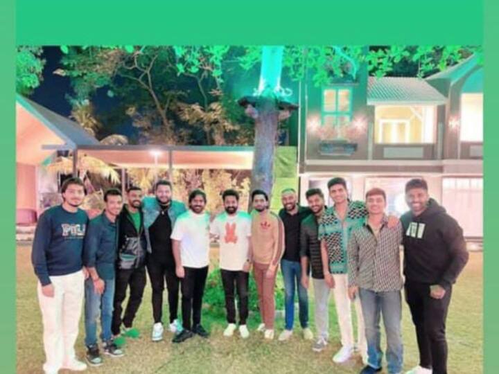 The three-match ODI series between India and New Zealand is all to commence on January 18. The series opener is scheduled to be played at the Rajiv Gandhi National Stadium in Hyderabad. Prior to the first match, Indian cricket stars including Suryakumar Yadav, Shubman Gill and Ishan Kishan went to meet Indian movie star Jr NTR at his residence in the city. The video from their meeting has surfaced on social media. (Picture Credit: Special Arrangement)