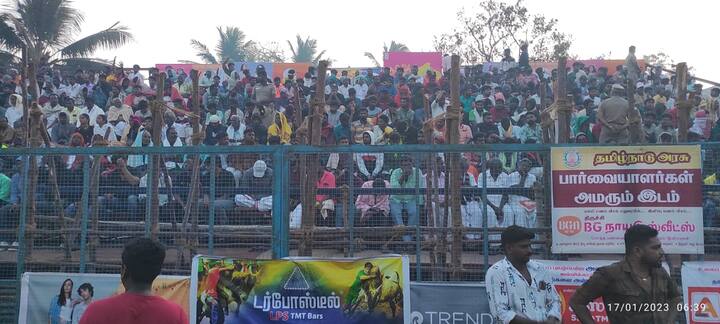 A day after the death of a spectator of Jallikattu, stands were readied for spectators in Alanganallur