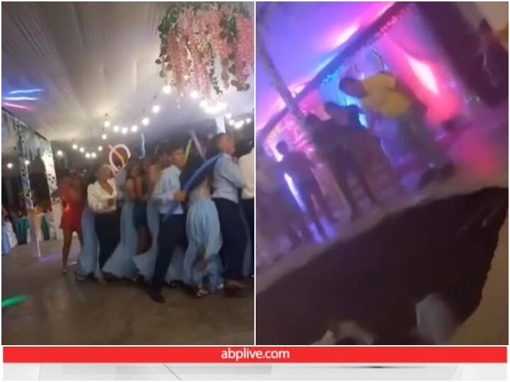 Student is seen falling down a sink hole while dancing on floor during a party Video: पार्टी में डांस के टाइम टूटा फ्लोर, अचानक बने सिंकहोल में समाए कई स्टूडेंट, देखें वीडियो