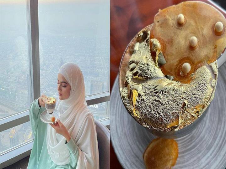 सना खान ने दुबई के बुर्ज खलीफा में 24K गोल्ड प्लेटेड चाय का जायका लिया और जैसे ही ये तस्वीरें सना खान ने शेयर की इन्हें वायरल होते भी देर नहीं लगी. (फोटो – सोशल मीडिया)