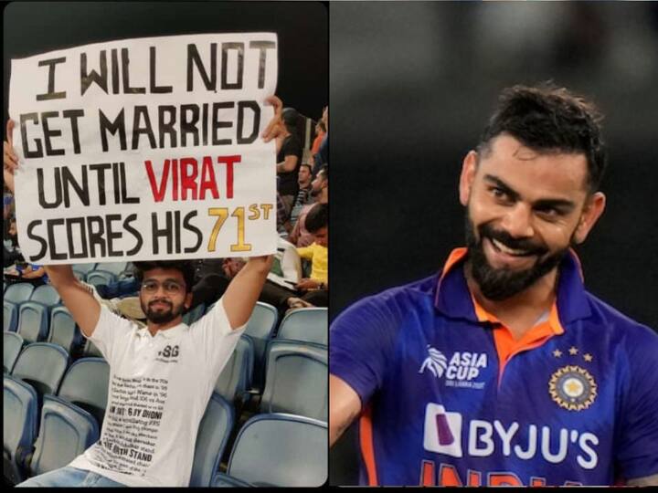 Virat Kohli team india star batter fan waited for 71st century to get married wedding ind vs nz odi आधी विराटची 71वी सेंच्युरी मगच माझं लग्न; चाहत्याची प्रतिज्ञा अखेर पूर्ण, बांधली लग्नगाठ, फोटो व्हायरल