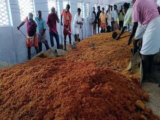 3,500 கிலோ அரிசியில் புளியோதரை....25 ஆயிரம் பேருக்கு  மெகா அன்னதானம்..!