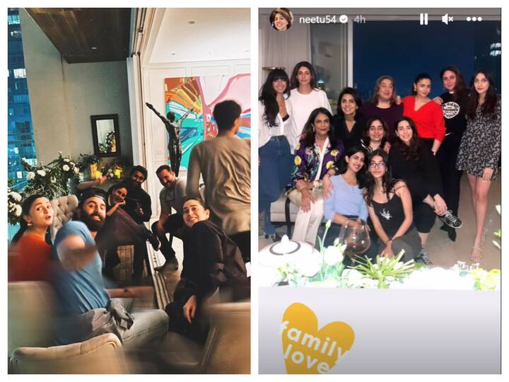 The Kapoor khandaan got together for a fun-filled evening with Karisma Kapoor, Kareena Kapoor, Alia Bhatt, Ranbir Kapoor, Saif Ali Khan and others joining the fun.