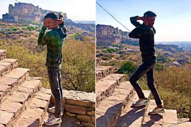 man is seen climbing a ladder by rotating his head 360 degrees Shocking Video: ਸਿਰ ਨੂੰ 360 ਡਿਗਰੀ 'ਤੇ ਮੋੜਨ ਤੋਂ ਬਾਅਦ ਪੌੜੀ 'ਤੇ ਚੜ੍ਹਨ ਲੱਗਾ ਵਿਅਕਤੀ, ਵੀਡੀਓ ਦੇਖ ਤੁਸੀਂ ਵੀ ਰਹਿ ਜਾਓਗੇ ਹੈਰਾਨ