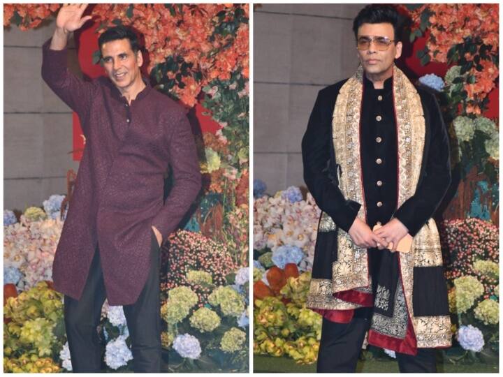 Celebs At Anant-Radhika Engagement Ceremony: अनंत अंबानी और राधिका मर्चेंट की ग्रैंड इंगेजमेंट सेरेमनी में बॉलीवुड सितारों ने शिरकत की है. इस लिस्ट में अक्षय कुमार, करण जौहर और अयान मुखर्जी शामिल हैं.