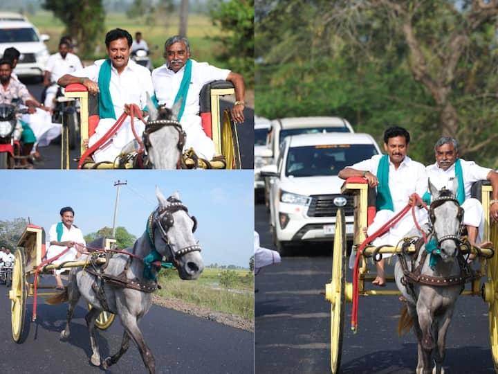 Anbil Mahesh Poyyamozhi: பள்ளிக்கல்வித் துறை அமைச்சர் அன்பில் மகேஷ் பொய்யாமொழி, மாட்டு வண்டி ஓட்டும் புகைப்படங்கள் இணையத்தில் வைரலாகி வருகின்றன.