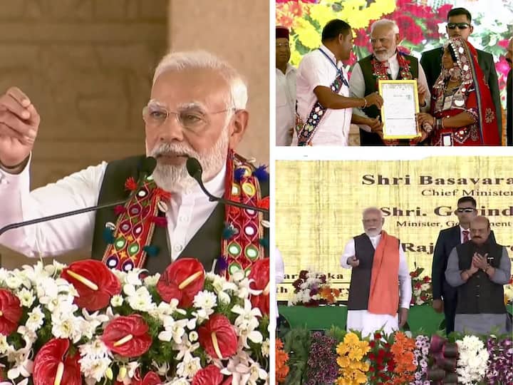 The PM launched 'Hakku Patra' (land title deed) distribution drive for over 52,000 nomadic Lambani tribes in five districts in north Karnataka