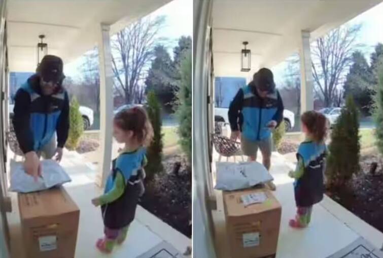 viral video shows a daughter delivering packages with her father Viral Video: ਪਿਤਾ ਦੇ ਨਾਲ ਨਾਲ ਪੈਕੇਜ ਡਿਲੀਵਰ ਕਰ ਰਹੀ ਹੈ ਧੀ, ਦਿਲ ਜਿੱਤ ਲੇਗਾ ਵੀਡੀਓ