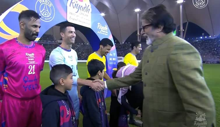 PSG vs Saudi All-Star XI: Bollywood actor Amitabh Bachchan is at Riyadh to watch match know details PSG vs Saudi All-Star XI: রিয়াধে ফুটবল মহারণে সামিল বিগ বি, রোনাল্ডো-মেসির সঙ্গে হাতও মেলালেন