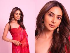 Rakul Preet Singh Embodies Ethnic Spirit In A Red Chiffon Saree - SEE PICS