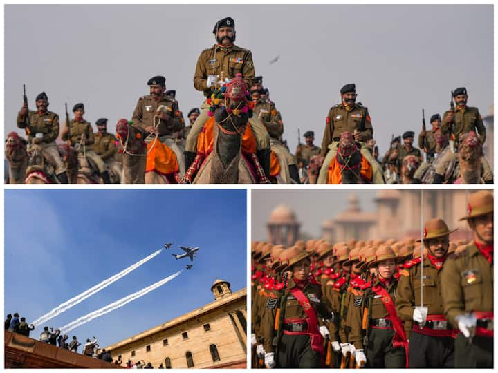 Rehearsals took place at the Kartavya Path in full swing ahead of Republic Day in the national capital New Delhi.