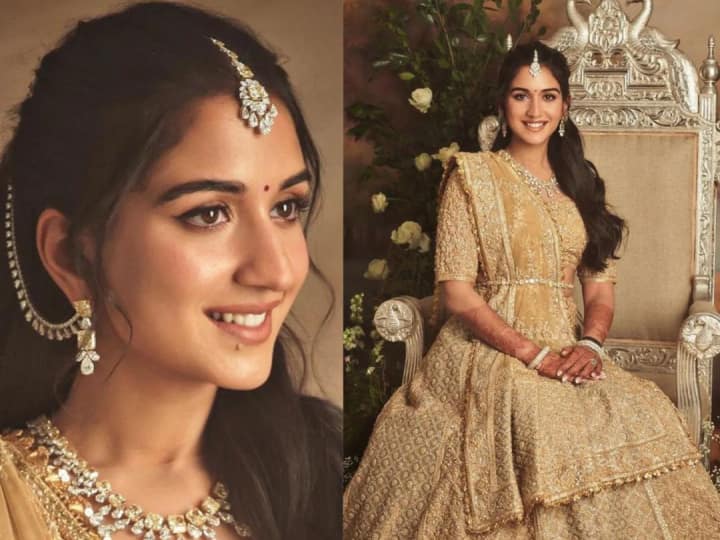 Radhika Merchant looked no less than an angel in the engagement ceremony, looks viral in golden lehenga