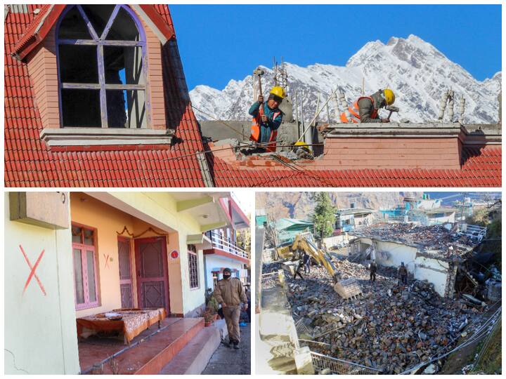 Structures are being demolished in the land subsidence-affected areas of Joshimath after several buildings were marked unsafe to live in.