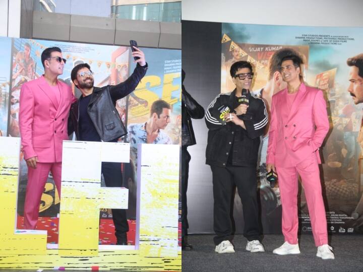 Akshay Kumar arrived in pink suit at Selfie trailer launch, Emraan Hashmi in black look, photos