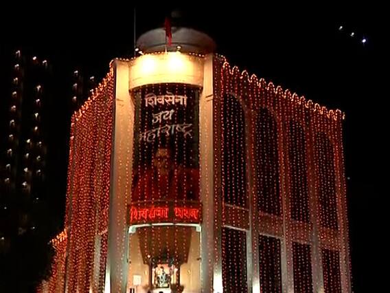 IMAGE: Shiv Sena Bhavan specially illuminated on the occasion of Balasaheb's birth anniversary; a unique greeting IMAGE: Shiv Sena Bhavan specially illuminated on the occasion of Balasaheb's birth anniversary; a unique greeting