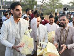 Athiya Shetty-KL Rahul Wedding: पापा सुनील शेट्टी ने ख़ुद बांटी बेटी की शादी की मिठाई...भाई अहान भी आये नजर, देखें फोटोज