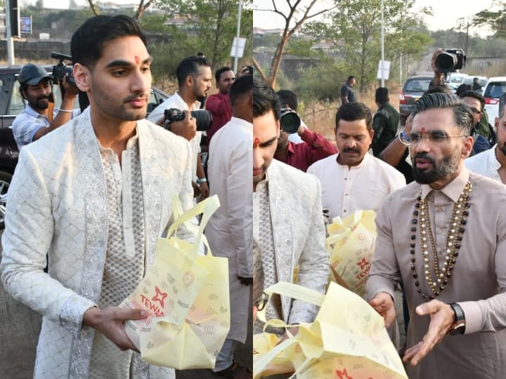 Athiya Shetty-KL Rahul Wedding: बॉलीवुड एक्टर सुनील शेट्टी की बेटी अथिया शेट्टी और क्रिकेटर केएल राहुल की शादी हो गई है. वेडिंग फंक्शन के बाद खुद सुनील शेट्टी ने मीडियाकर्मयिों को मिठाई बांटी.