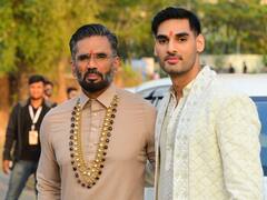 IN PICS | Suniel Shetty Poses With Son Ahan Outside KL Rahul And Athiya Shetty's Wedding Venue