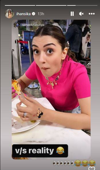 लेकिन इसका मतलब ये नहीं है कि वो अपना खाना इंजॉय नहीं करतीं. उन्होंने इंस्टा स्टोरीज में ये दो मजेदार फोटोज भी शेयर कीं.