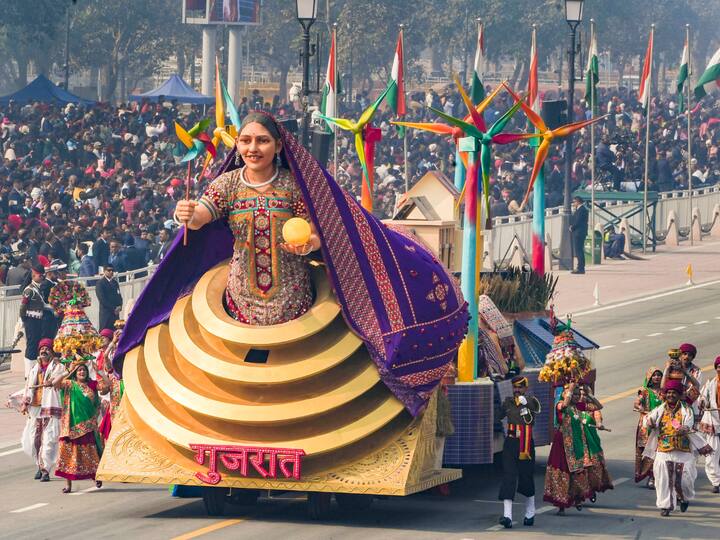 Gujarat tableau on display marching forward. (Image Source: PTI)