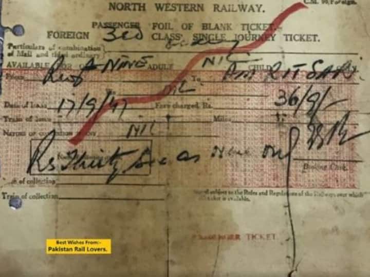 Railway ticket issued from Pakistan to India 76 years ago went viral, fare was so cheap in 1947