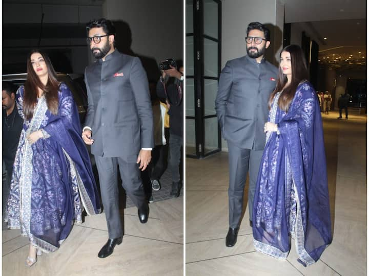 Aishwarya Arai attended veteran filmmaker Subhash Ghai's 80th birthday bash with husband Abhishek Bachchan on Monday night.