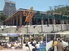 திருச்செந்தூர் சுப்பிரமணிய சுவாமி கோவில் பணியாளர்கள்  தர்ணா போராட்டம்