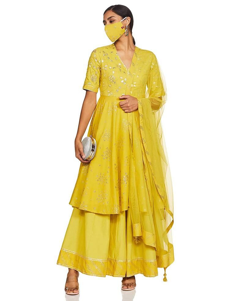 Amazon Deal On Women Suit Biba W Max Sharara Suit For Vasant Panchmi Yellow Dress For Haldi 60% से ज्यादा के डिस्काउंट पर खरीदें ये बेहद खूबसूरत यलो सूट, वसंत पंचमी के अलावा और भी मौके पर आयेंगे काम