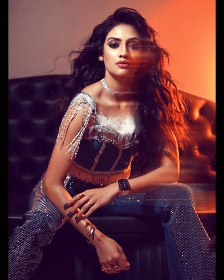यासह, तिने आपले केस उघडे ठेवले आहेत आणि गळ्यात डायमंड चोकर सेट घातला आहे.(फोटो सौजन्य : /nusratchirps/इंस्टाग्राम)