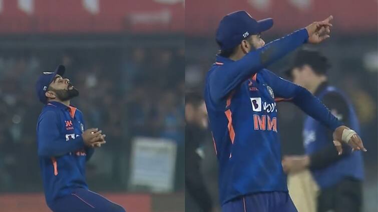 Virat Kohli Dances in joy after picking up Glenn Phillips' catch in 3rd ODI Virat Kohli Dance: ফিলিপ্সের ক্যাচ ধরে মাঠের মাঝেই নেচে উঠলেন কোহলি, ভাইরাল হল ছবি