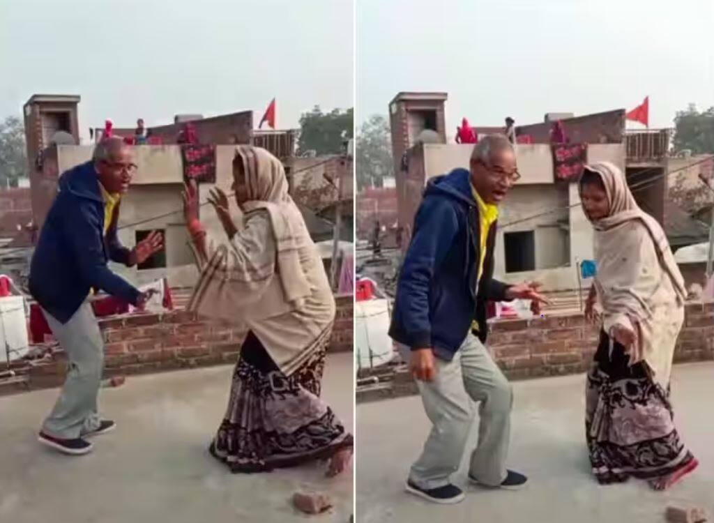 Uncle is dancing with aunt on the terrace, did such a cool dance, the neighbors were also watching Video: ਚਾਚਾ ਚਾਚੀ ਨਾਲ ਛੱਤ 'ਤੇ ਡਾਂਸ ਕਰ ਰਿਹਾ, ਕੀਤਾ ਇੰਨਾ ਵਧੀਆ ਡਾਂਸ, ਗੁਆਂਢੀ ਵੀ ਦੇਖ ਰਹੇ ਸਨ