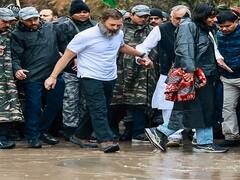 Rahul Gandhi Dons Raincoat During Bharat Jodo Yatra In J&K's Ramban Amid Inclement Weather. In Pics