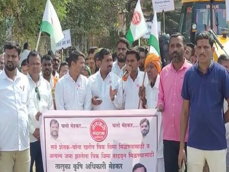 Maharashtra Agriculture News Farmers agitation in Buldhala and Beed for various demands including crop insurance  Farmers Agitation : पीक विम्यासह विविध मागण्यांसाठी शेतकरी आक्रमक, बीडसह बुलढाण्यात मोर्चा  